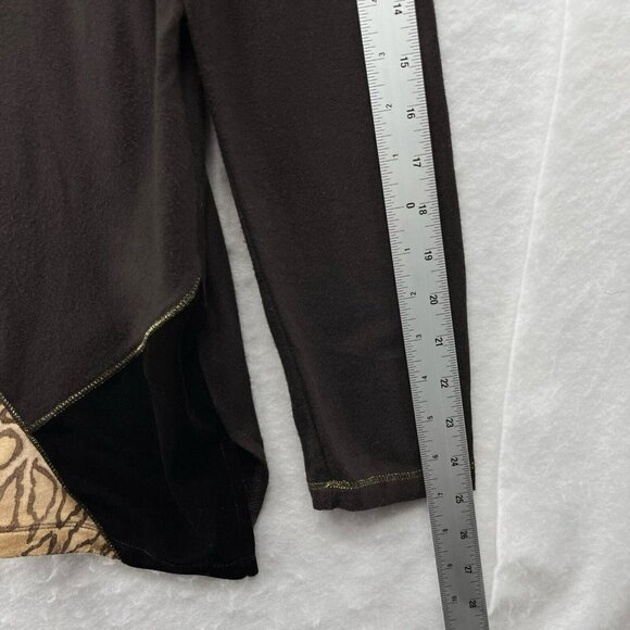 Zenergy Chico's Tops Womens Sz 1 Brown Animal Print Velvet Cowl Neck Long Sleeve - Picture 5 of 12